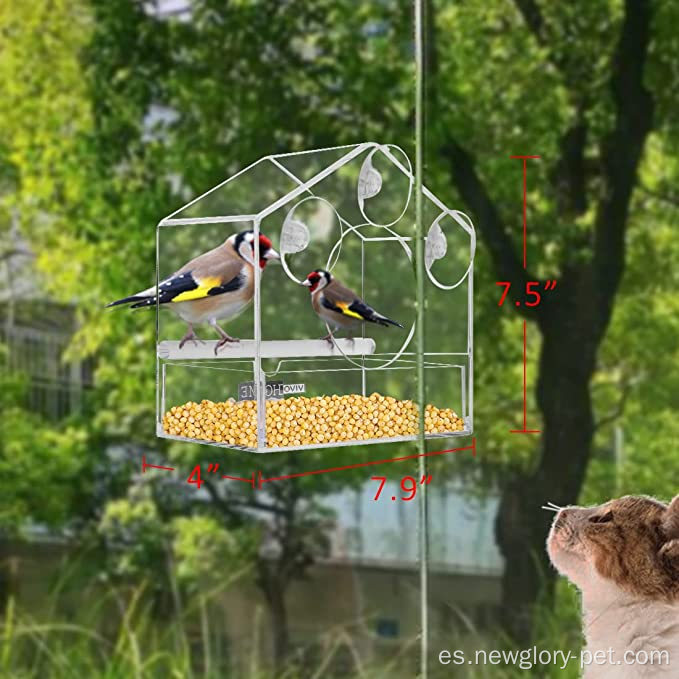 A prueba de ardilla acrílico alimentador de aves de ventana transparente