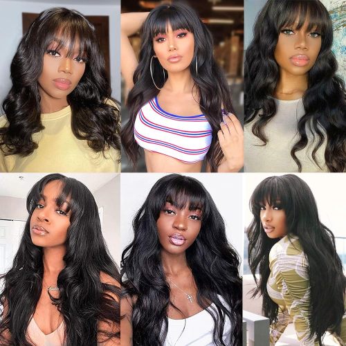 Body Wave Wig with Bangs 2x4 Lace