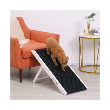 Portable Wooden Pet Ramp with Non-Slip Carpet for Small Dogs