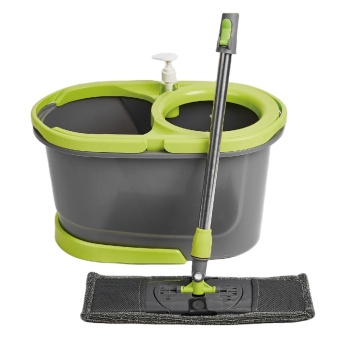 Rotating 360 Cleaning Floor Mop System with Microfiber Drainer Bucket