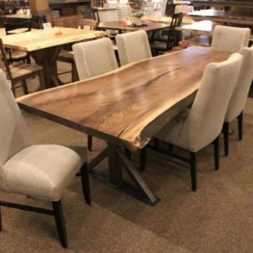 Live Edge Solid Walnut Wood Slab Restaurant Dining Table Top - New Factory Price Wooden Kitchen Furniture