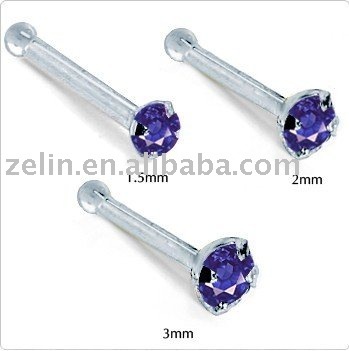 blue white gold curved nose bone piercing jewelry