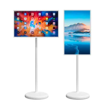 21.5 Inch 4K LCD Smart TV - White Interactive Portable Touch Screen TV with 4G+64G Storage
