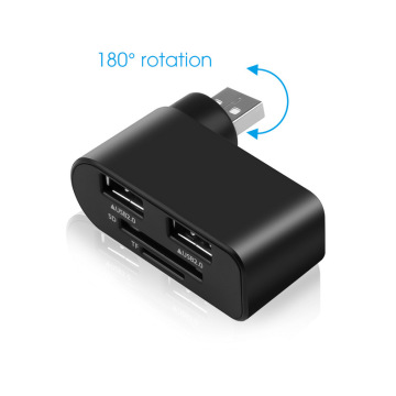 Lector de tarjetas giratorio USB 2.0 HUB SD TF