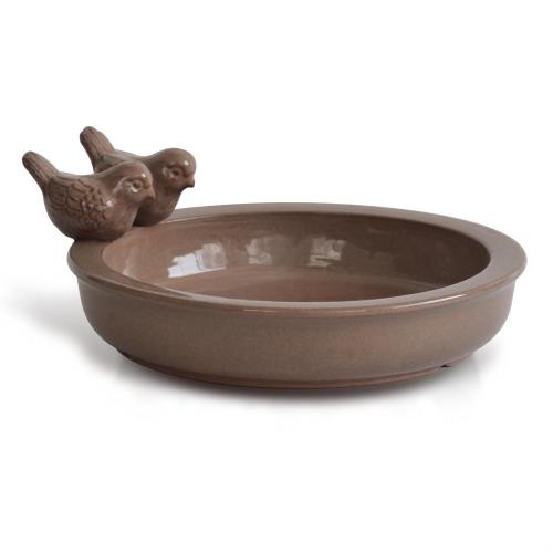 Champagne Glazed Ceramic Bird Bath for Garden Spaces