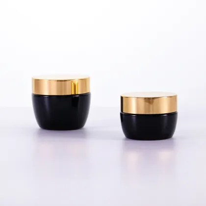 Black Cream Jar With Golden Lid