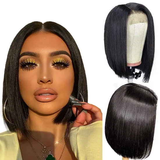 Virgin Unprocessed Hair Brazilian 13X4 Curly Wave Human Hair Lace Front Short Bob Wigs Pixie Cut Brazilian Ombre Colored Bob Wig