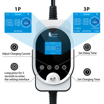 Feyree 22KW Type2 Electric Vehicle Charger with 5M Cable