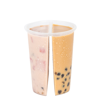 Disposable Clear 18/22/24oz Double Compartment Plastic Cups for Beverages