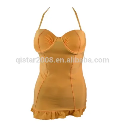 2014 welcome yellow two pieces swimsuits with removable cup