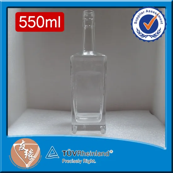 whisky vodka brandy liqueur packaging square shaped 0.5 liter glass bottle for wholesale