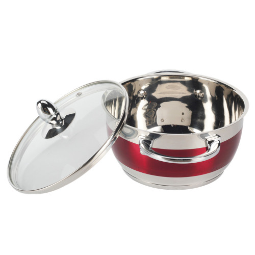 Red Casserole Cookware with Transparent Glass Lid