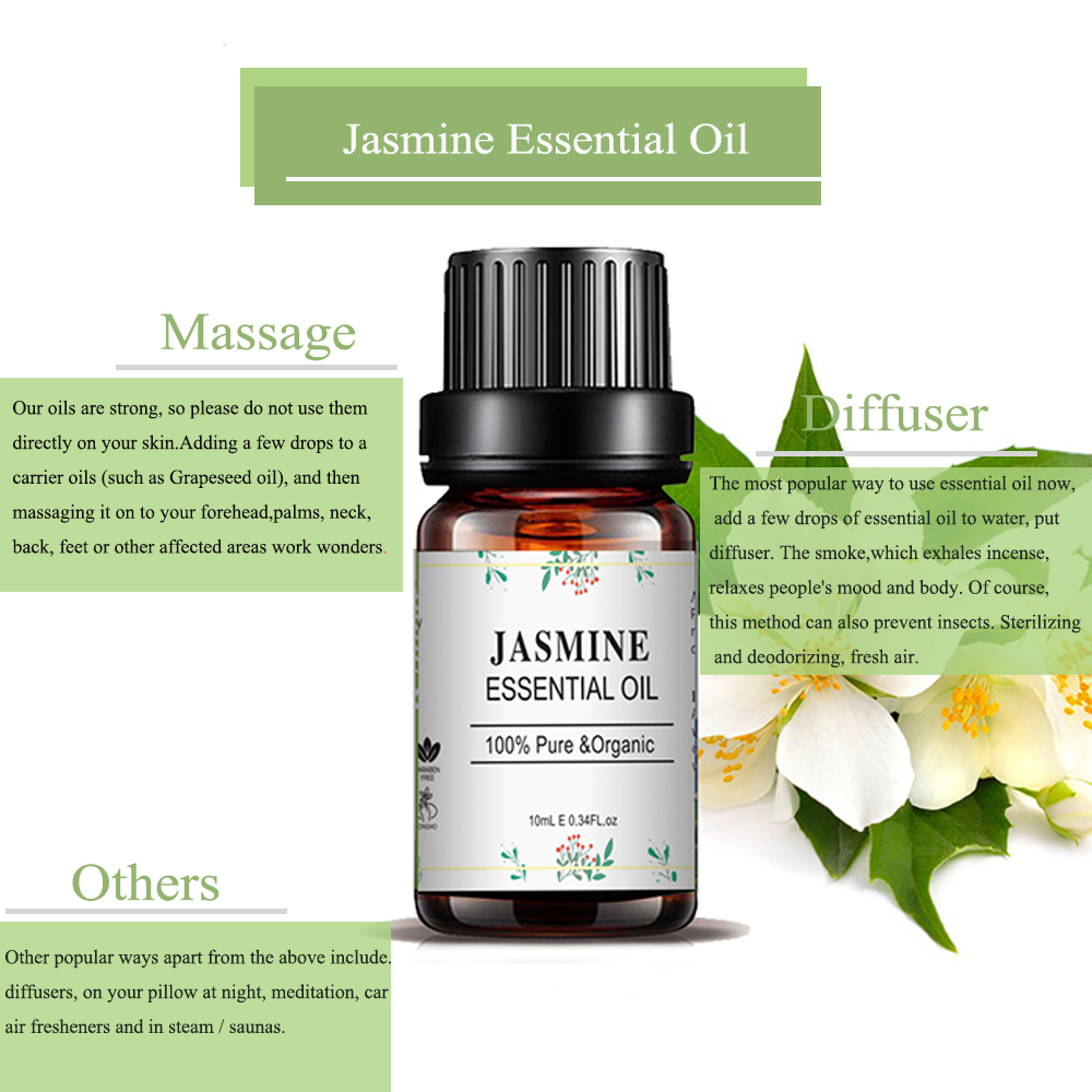 OEM/ODM 10ML Pure Natural Cold Pressed Jasmine Essential Oil