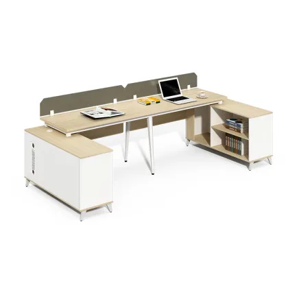 Contemporary Double Sided Workstation Office Desk with Drawers