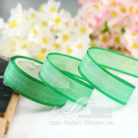 Christmas decoration metallic organza sheer ribbon