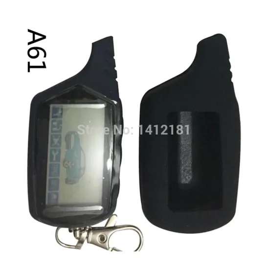 Top Quality A61 LCD Remote Control Keychain + Silicone case for Anti-theft Twage StarLine A61 Key Two Way car alarm system