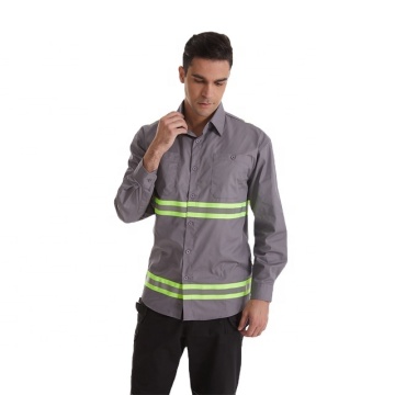 Customizable Men's 100% Cotton Safety Shirts for Coal Mining: Long-Sleeve Reflective Workwear