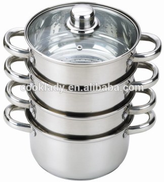 5pcs double handle stainless steel steamer cookware set