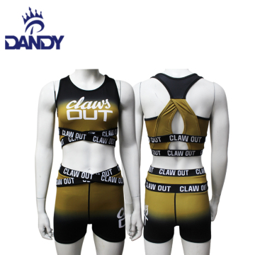 Schwarz-goldene Cheerleader-Trainingskleidung