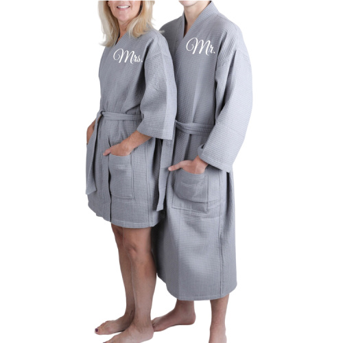 custom embroidery bath robe/wedding waffle couple bathrobe