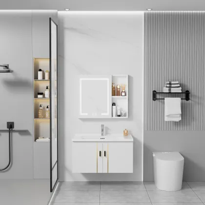 Modern PVC Bathroom Cabinet Combination with Wash Basin for Hotels