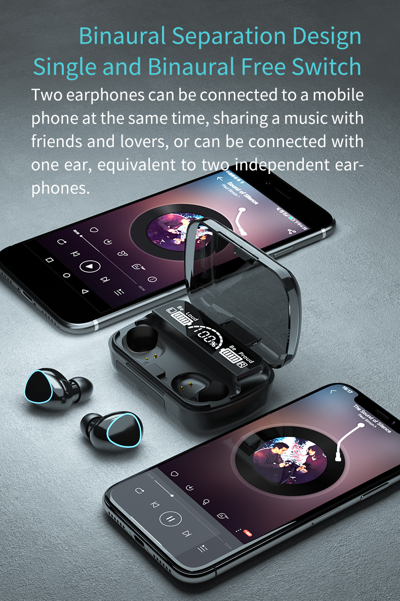  TWS 5.1 Earphone Touch Control Wireless Earphones Stereo Bass Headphone LED Digital Display m 10 Earbuds