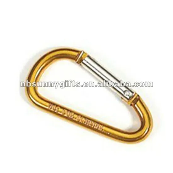 Promotional D shape Flat Aluminum Carabiner with Keychain
