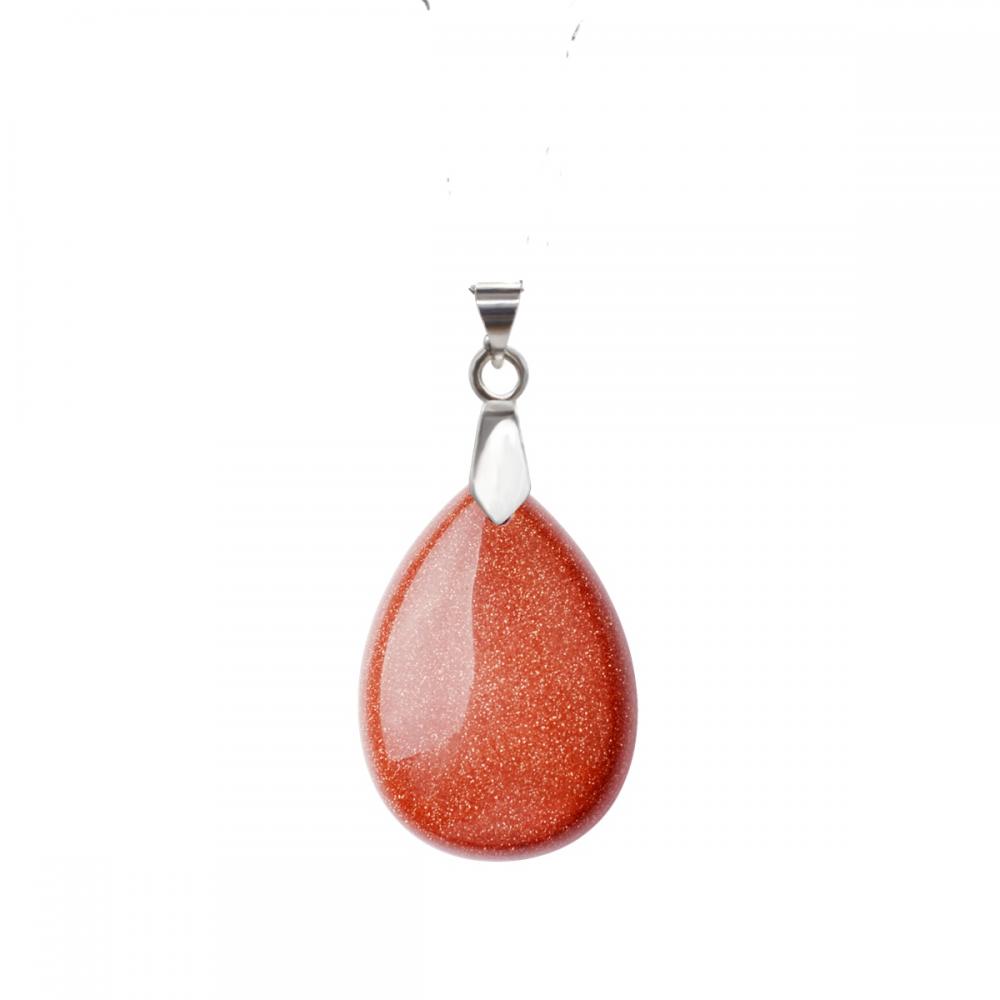 Collier pendentif en forme de goutte d&#39;eau Goldstone rouge 28x35MM rouge