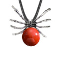 Red Jasper 16MM Ball Antique Silver Spider Pendant (47x40mm) Keychain