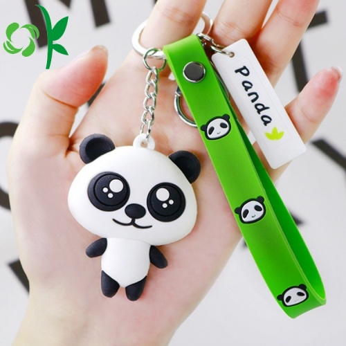 Customizd 3D Panda Silicone Мягкий брелок для ключей из ПВХ