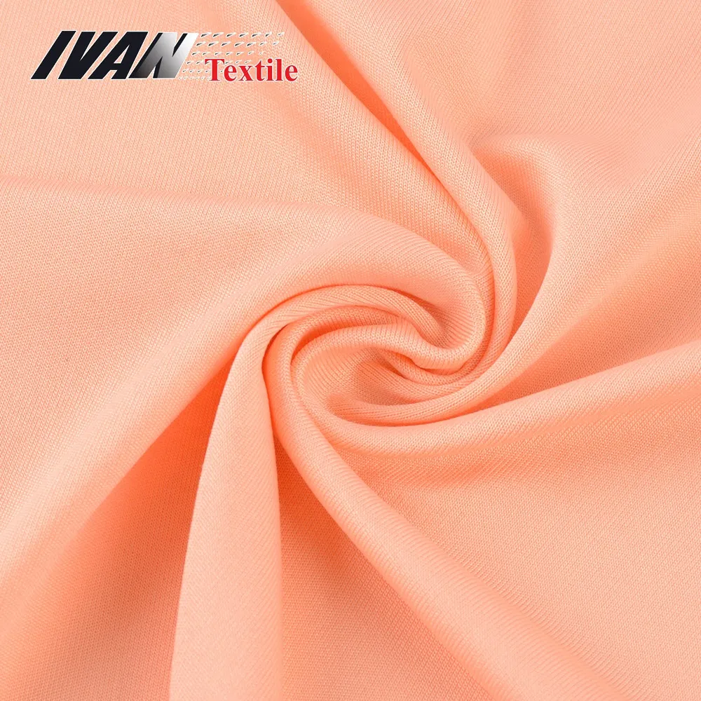 ผ้าสแปนเด็กซ์โพลีเอสเตอร์เจอร์ซีย์เดี่ยวย้อมธรรมดาผ้าถัก DTY