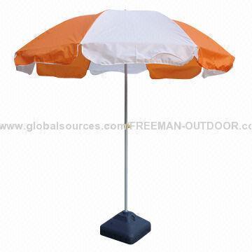 210D Oxford White and Orange Beach Umbrella for Promotions