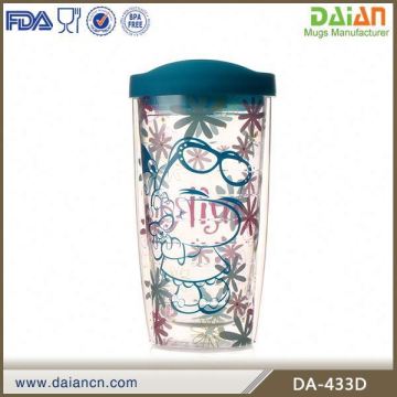 Insulated Personalized Clear Acrylic Cold Drink Tumbler With Straw