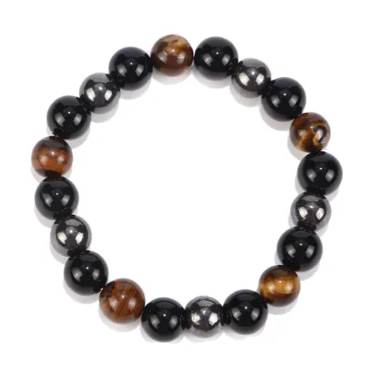 Natural Tiger Eye Obsidian Hematite Magnetic Multi-layer Bracelet for Men