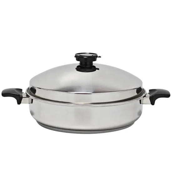 Stainless Steel 304 Jumbo Skillet Casserole Pan with Wide Rolled Edge