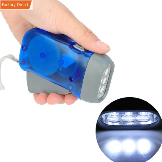 Portable Hand Crank LED Torch Light for Kids - Camping & Emergency Use
