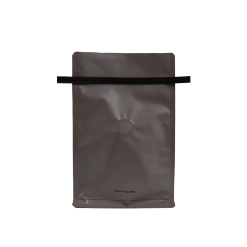Blokk bunn 12 oz svart aluminiumsfolie kaffepose med ventil