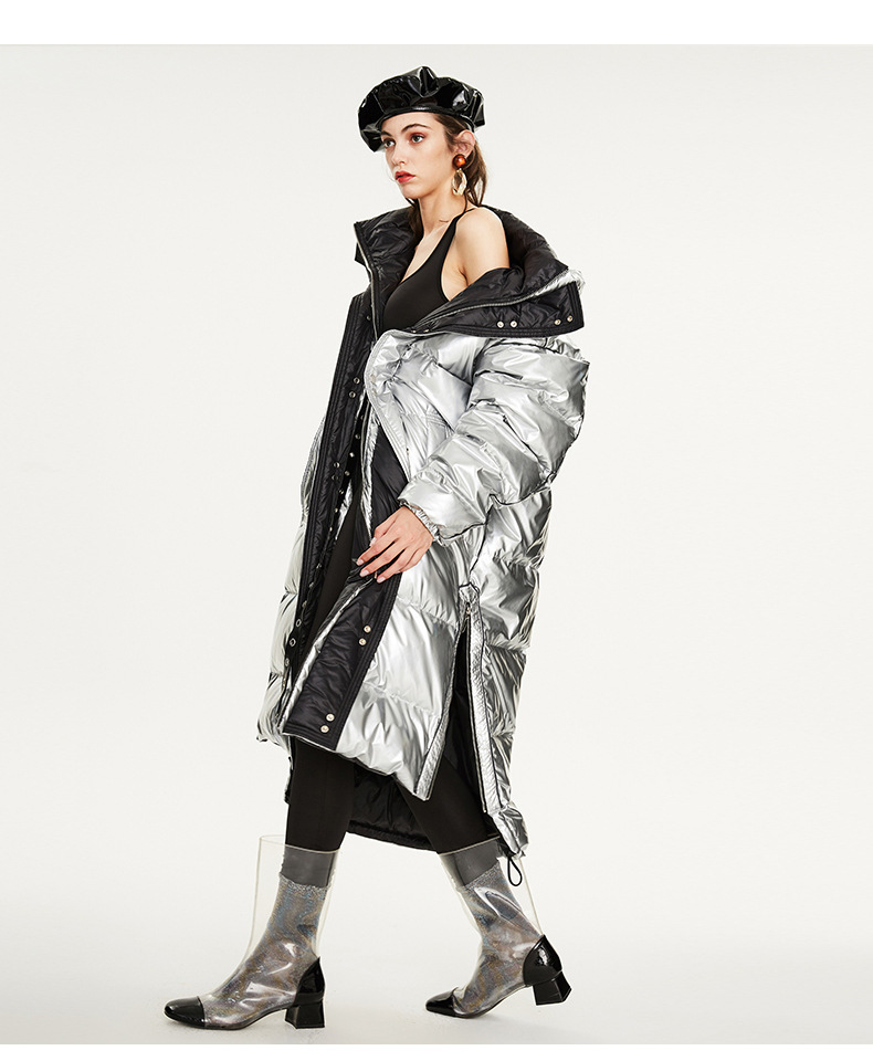 Sliver Long Down Coat For Ladies