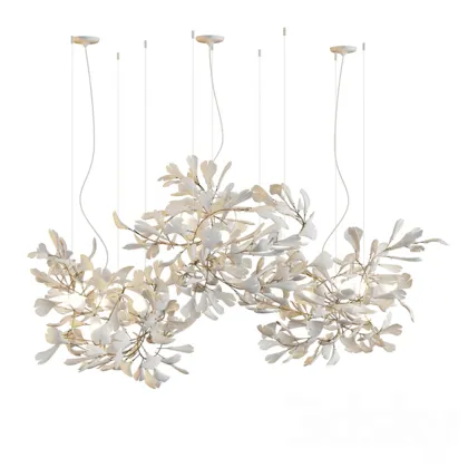 Ginkgo Leaf Ceramic Sculpture Chandelier