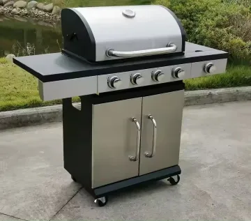 Stainless Grill Shiny Black Color and Double Layer Lid Barbecue Grill