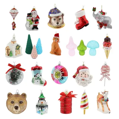 Cute Hand-Made Christmas Glass Blown Ornaments & Burger Fries Figurines