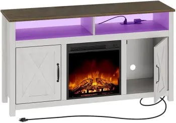 Fireplace TV Stand with LED Lights