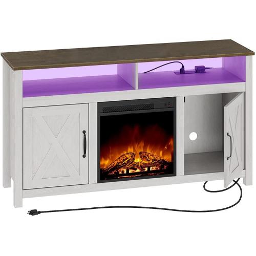 Fireplace TV Stand with LED Lights