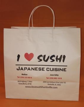 Custom White Kraft Handle Shopping Bag