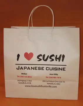 Custom White Kraft Handle Shopping Bag