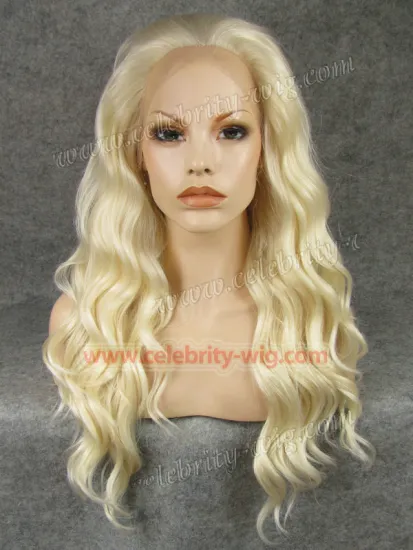 Heidi Klum Supermodel Long Wavy Golden Blonde Synthetic Lace Front Wig