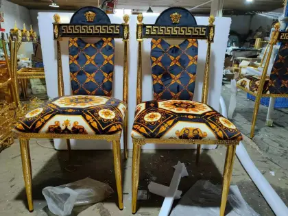 Golden Plated Royal Family Wedding Dinner Table Setup