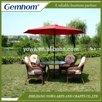 Gemhom Round 4 Seater Dining Set with Parasol