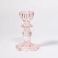 Candelabros de vidrio con candelabro rosa hechos a mano