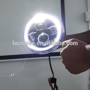 Factory price Halo Ring Angel Eyes DRL LED Headlight LED lamp bulb For Jeep Wrangler JK TJ LJ 7" Inch Round 80W 7200 Lumens